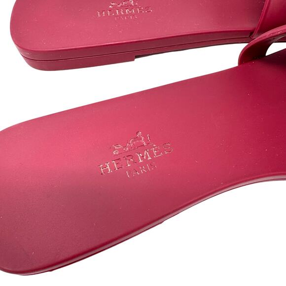 Hermes Oran Aloha Chaine Rubber Sandals Rose Baie 38 - Picture 4 of 10